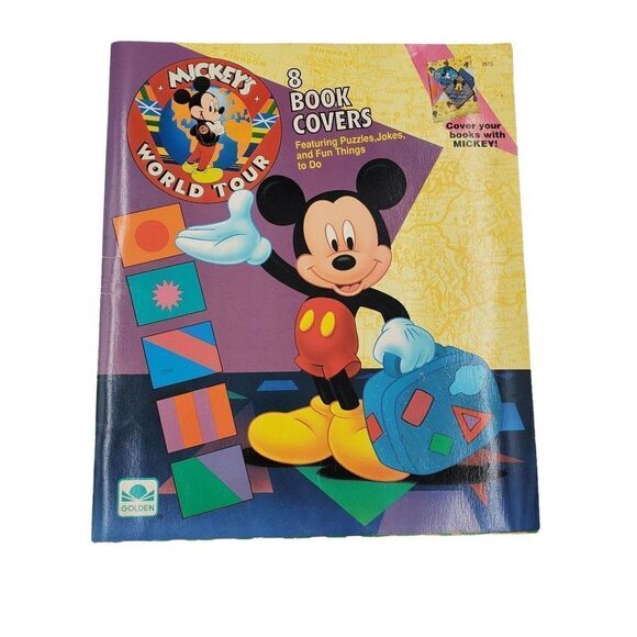 Golden Books Other - Vintage Mickey Mouse World Tour Book Covers Golden Disney